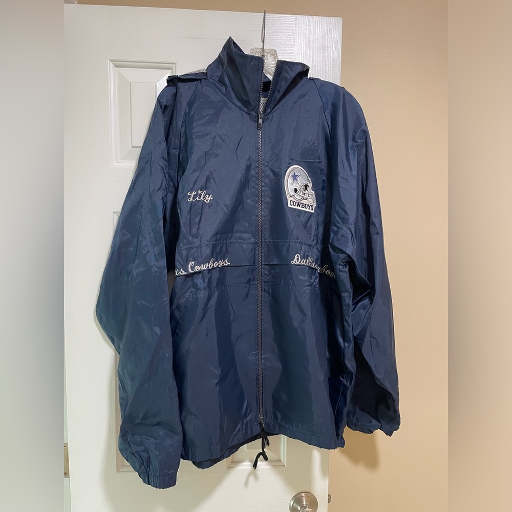 Vintage Women's Large Dallas Cowboys Logo Athletic Windbreaker Jacket Full Zip
